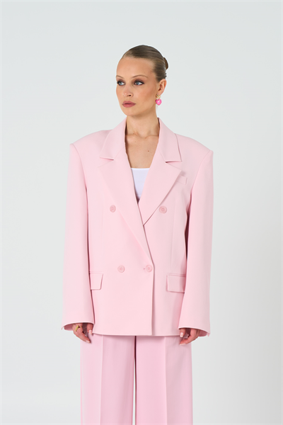Kadın Pembe Oversize Kruvaze Blazer