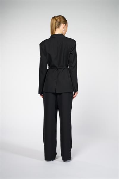Kadın Siyah Bağcıklı Asimetrik Blazer Ceket