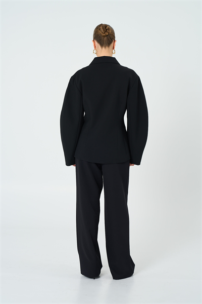 Kadın Siyah Bele Oturan Blazer