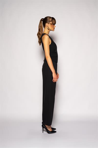 Kadın Siyah Bisiklet Yaka Çift Cepli Fit Yelek