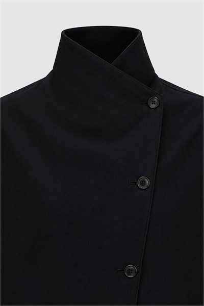 Kadın Siyah Kruvaze Oversize Bomber Ceket