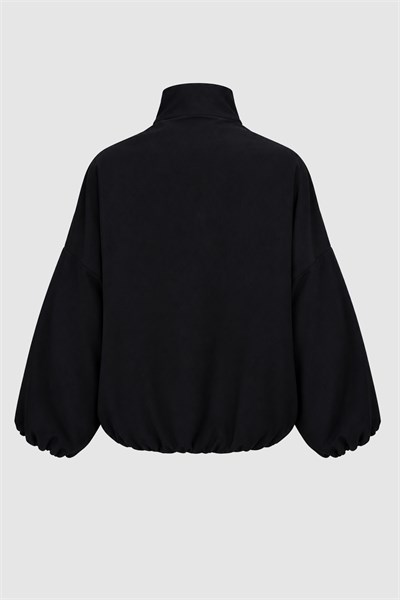 Kadın Siyah Kruvaze Oversize Bomber Ceket