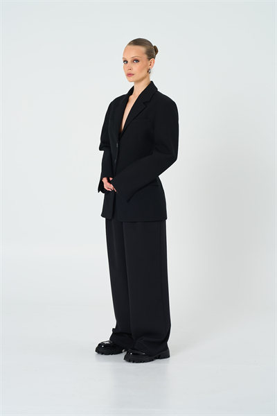 Kadın Siyah Kum Saati Form Blazer