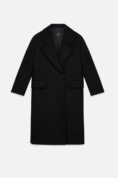 Kadın Siyah Oversize Kruvaze Kaban