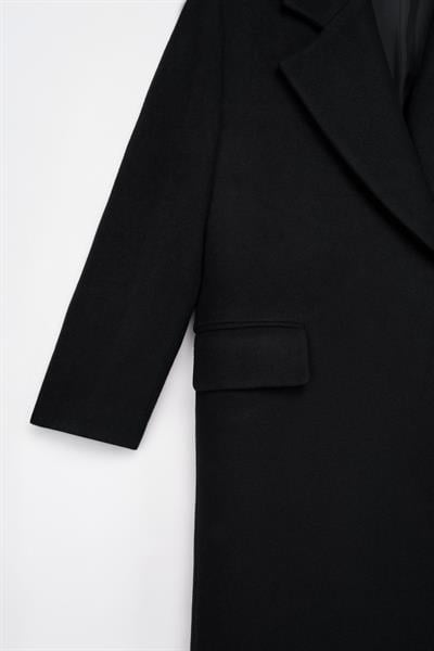 Kadın Siyah Oversize Kruvaze Kaban
