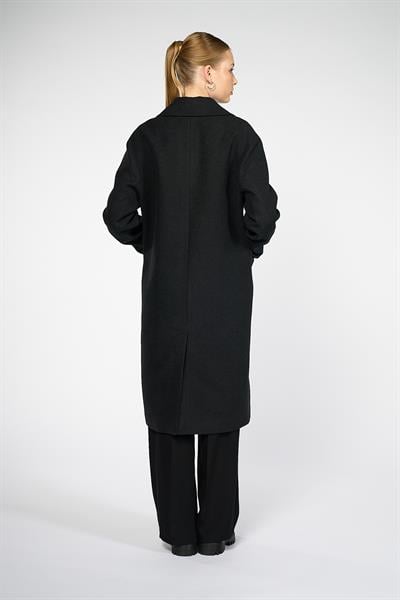 Kadın Siyah Oversize Kruvaze Kaban