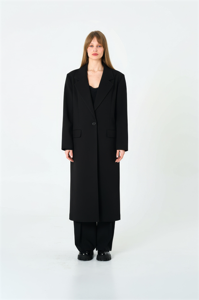 Kadın Siyah Oversize Uzun Ceket