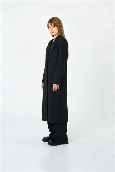 Kadın Siyah Oversize Uzun Ceket