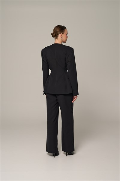 Kadın Siyah Yakasız Blazer