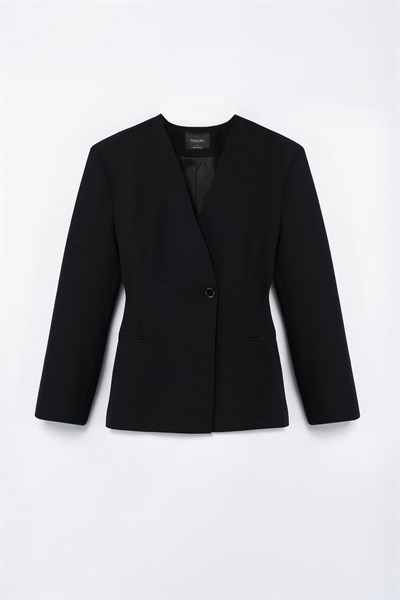 Kadın Siyah Yakasız Blazer