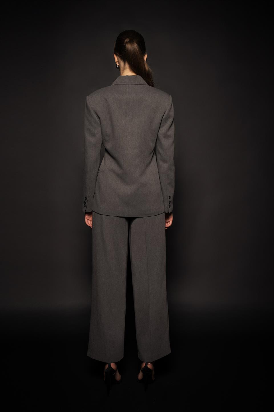 Kadın Antrasit Asimetrik Kruvaze Blazer-Thalure
