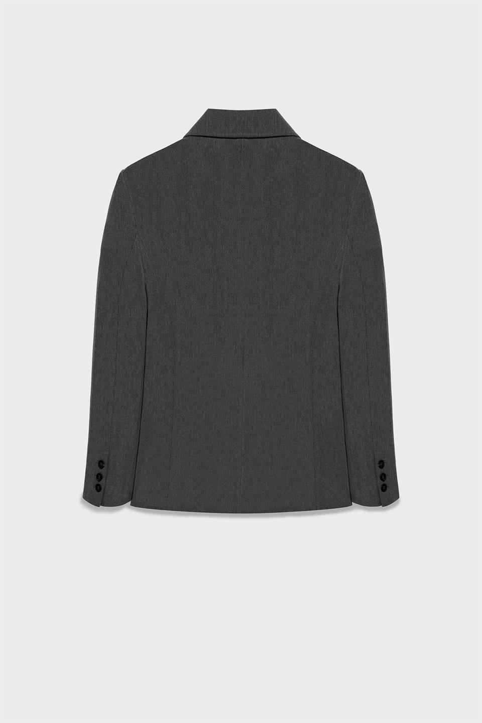 Kadın Antrasit Asimetrik Kruvaze Blazer-Thalure