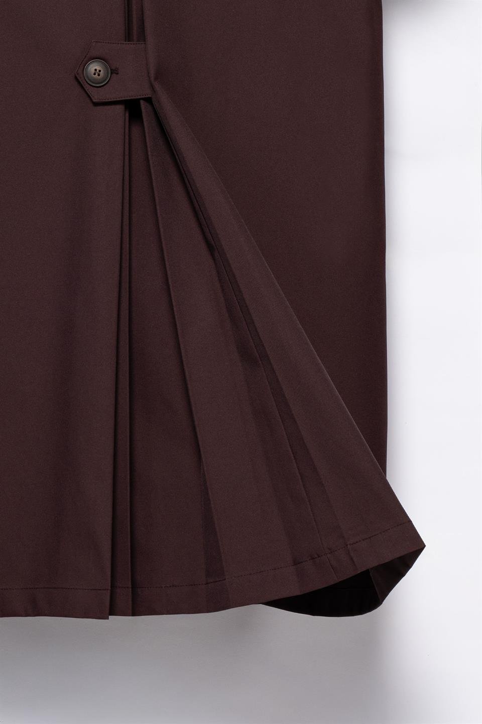 Kadın Koyu Bordo Pileli Oversize Trençkot-Thalure
