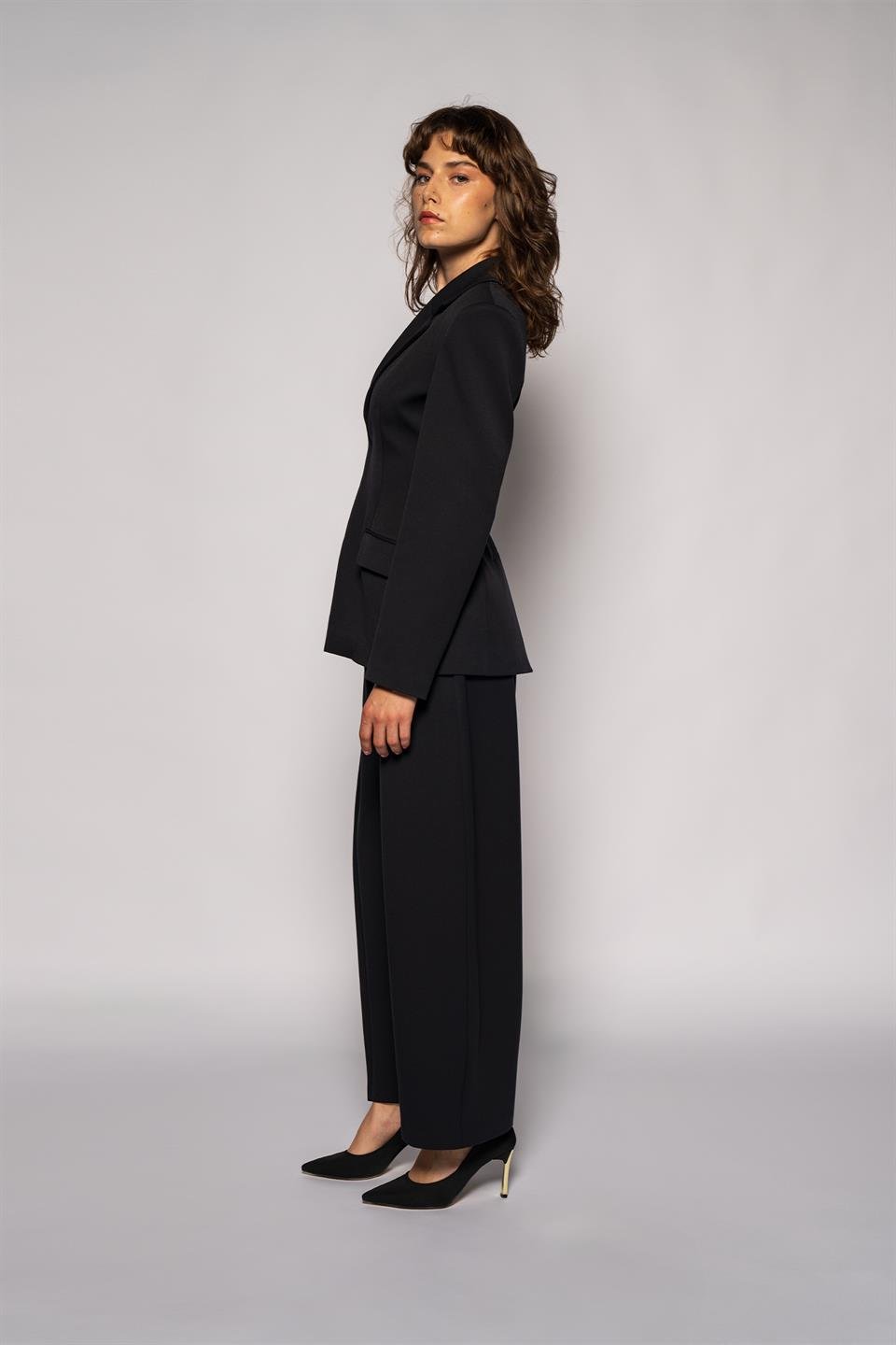 Kadın Lacivert Agraflı Bele Oturan Blazer-Thalure