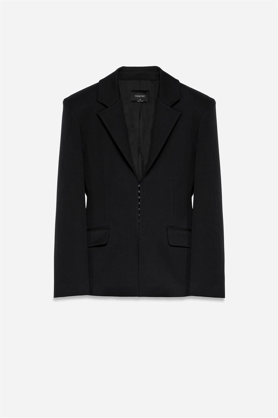 Kadın Lacivert Agraflı Bele Oturan Blazer-Thalure