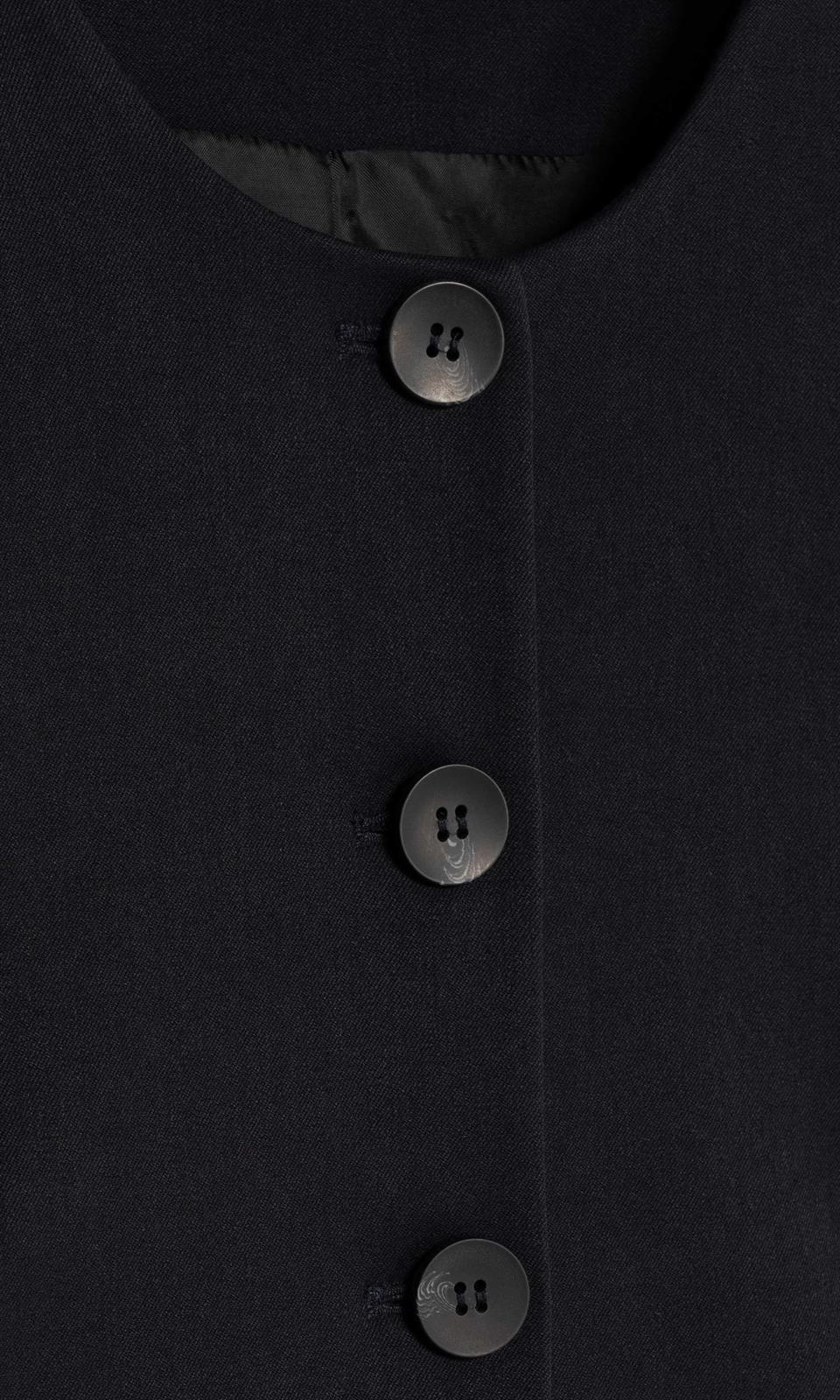 Kadın Lacivert Balon Kol Crop Blazer-Thalure