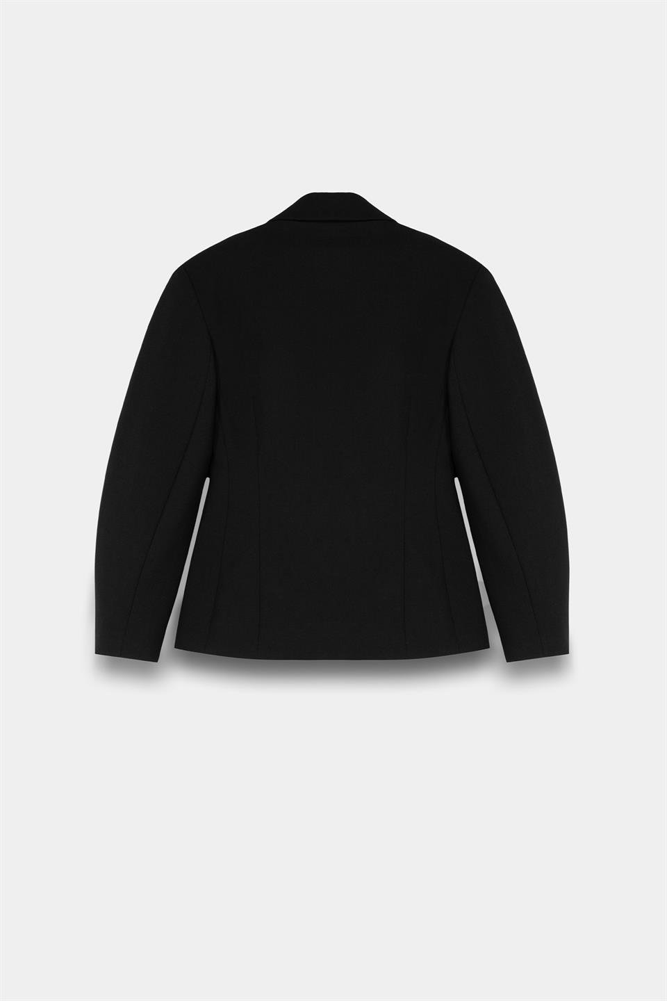 Kadın Siyah Bele Oturan Blazer-Thalure