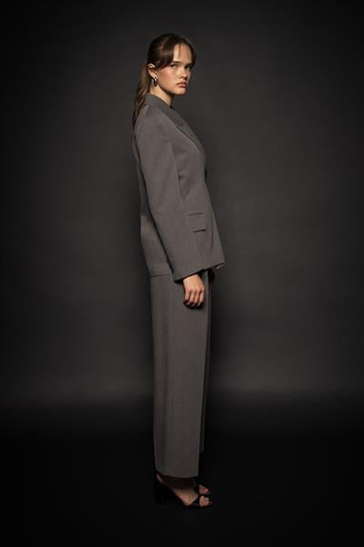 Kadın Antrasit Asimetrik Kruvaze Blazer-Thalure