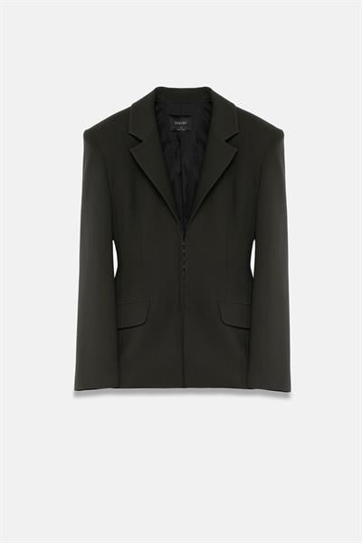 Kadın Koyu Haki Agraflı Bele Oturan Blazer-Thalure