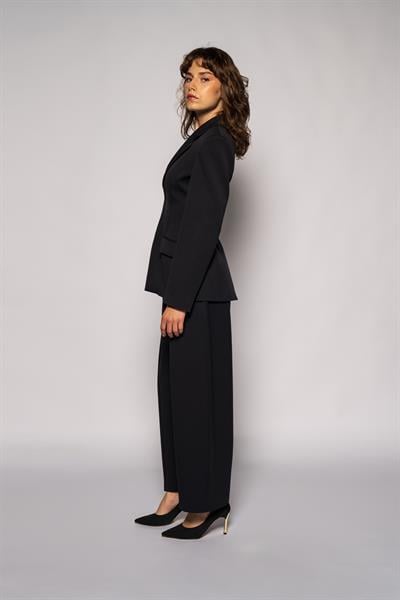 Kadın Lacivert Agraflı Bele Oturan Blazer-Thalure