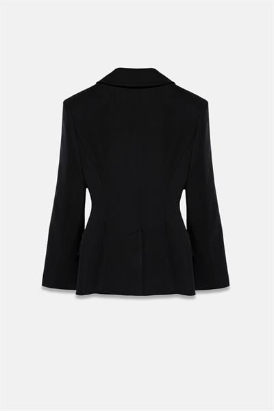 Kadın Lacivert Agraflı Bele Oturan Blazer-Thalure