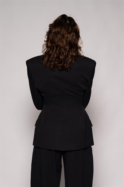 Kadın Lacivert Agraflı Bele Oturan Blazer-Thalure
