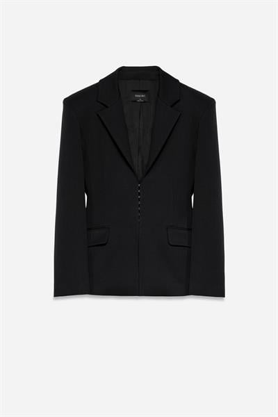 Kadın Lacivert Agraflı Bele Oturan Blazer-Thalure