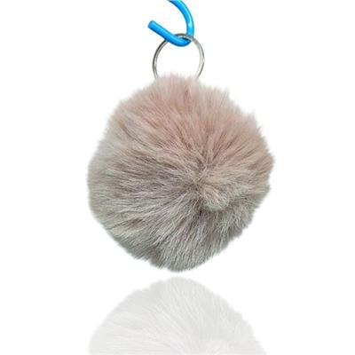 Peluş Ponpon Anahtarlık Bej