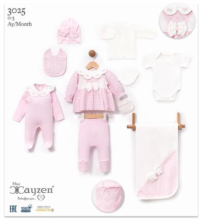 Güpürlü Mevsimlik Kız Bebek Onlu Set