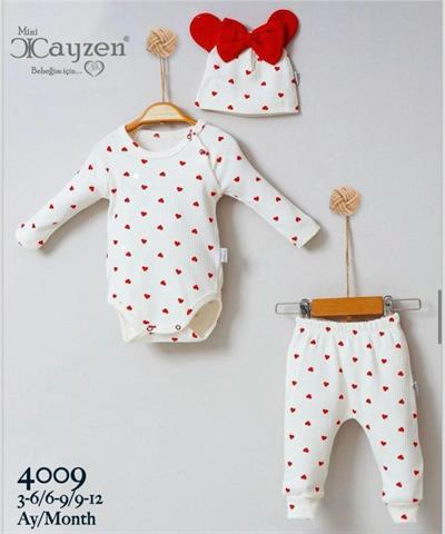 Kalpli Mevsimli Kız Bebek Üçlü Takım