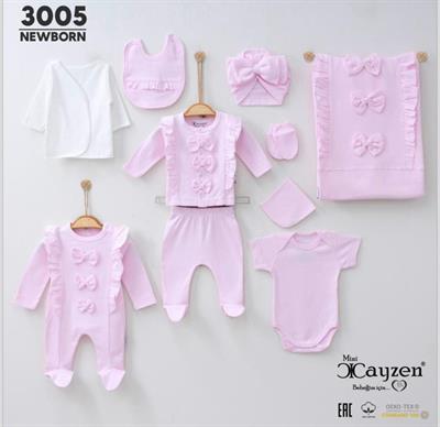 Naturel Fiyonlu Mevsimlik Kız Bebek Onlu Set