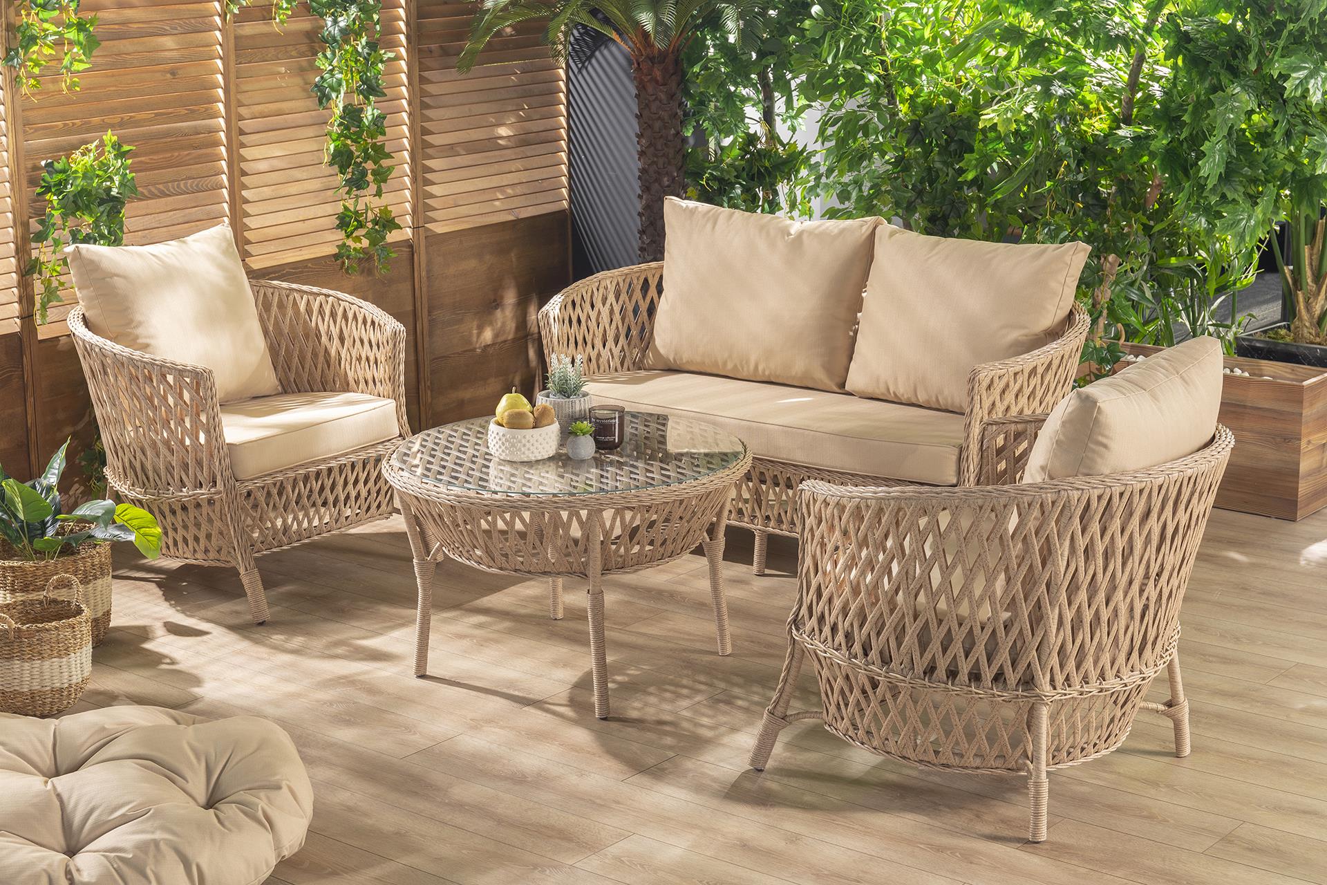 Dubai Rattan Bahçe Mobilyası | 2'li Takım | Cappuccino | Formood