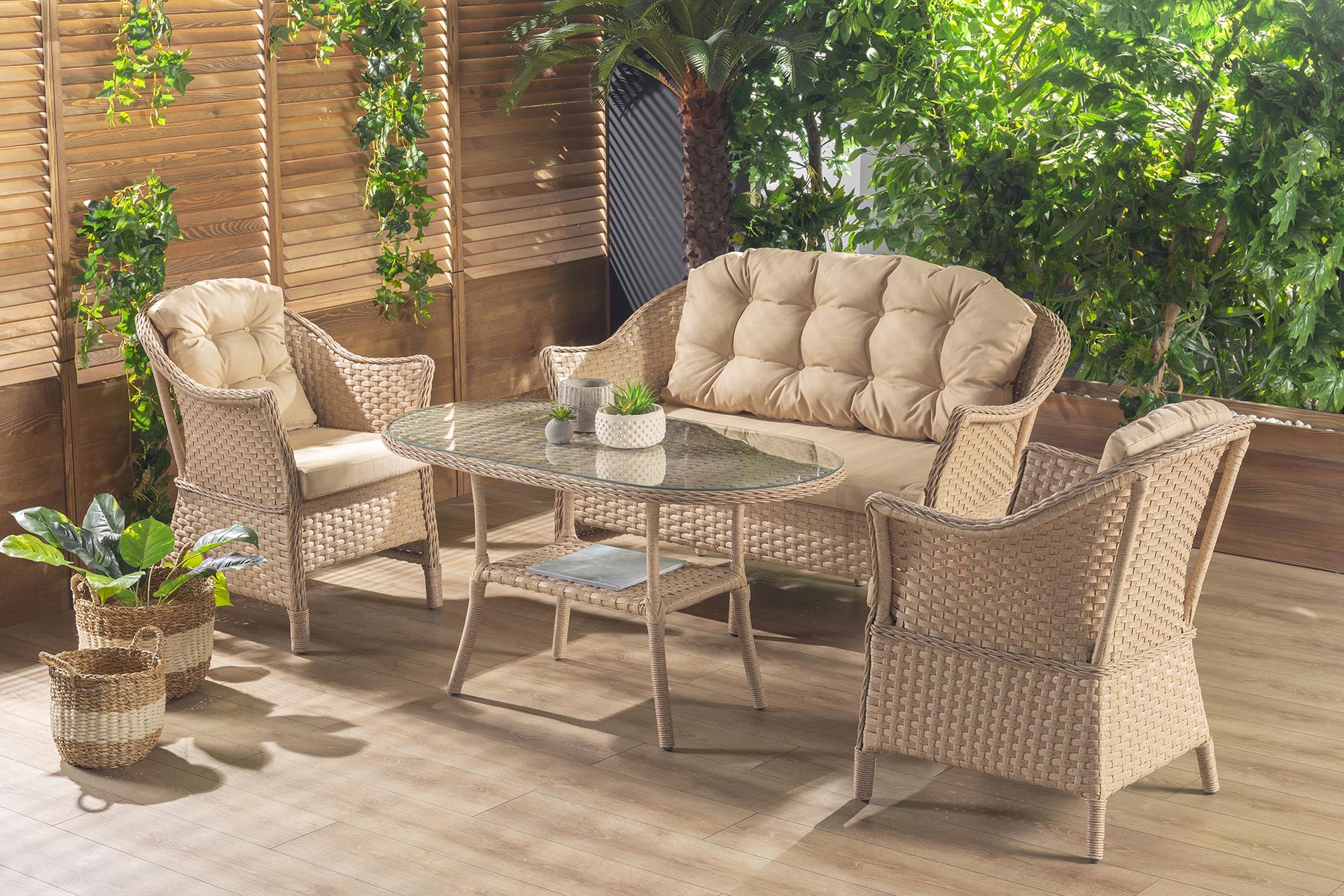 Mihenk Rattan Bahçe Mobilyası | 2'li Takım | Cappuccino | Formood