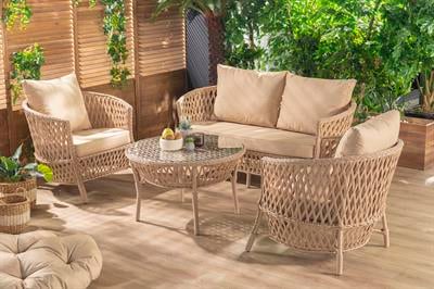 Dubai Rattan Bahçe Mobilyası | 2'li Takım | Cappuccino | Formood