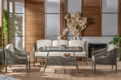 Santana Rattan Bahçe Mobilyası | 3'lü Takım | Füme | Formood