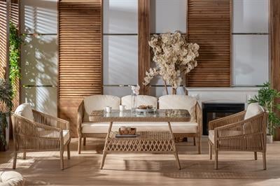 Santana Rattan Bahçe Mobilyası | 3'lü Takım | Cappuccino | Formood