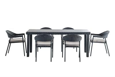 Wide Masa Takımı | Rattan Antrasit| 6 Kişilik | Formood