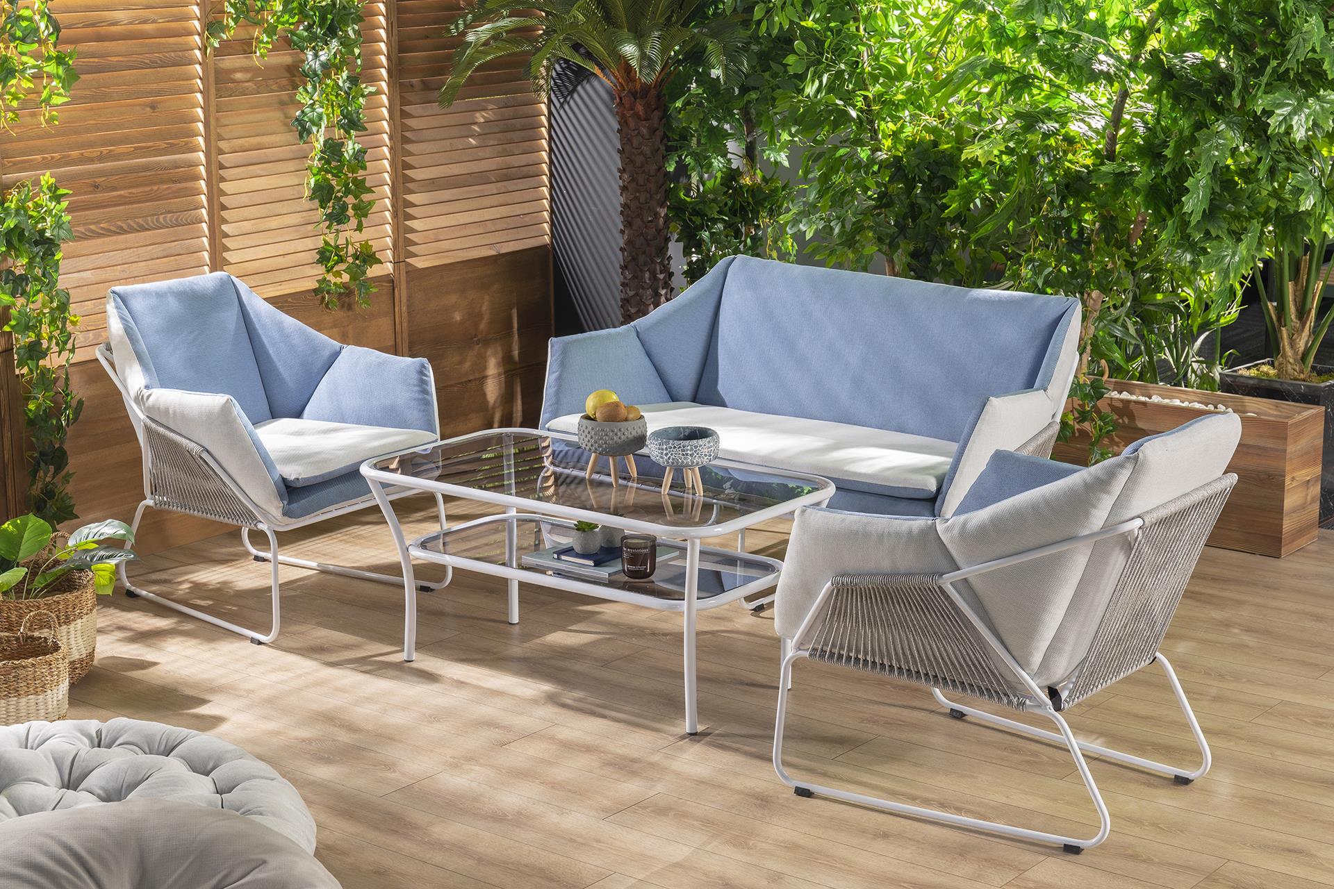 Avantgarde Makrome İp Örgü Metal Balkon Mobilyası | 2'li Takım | Formood