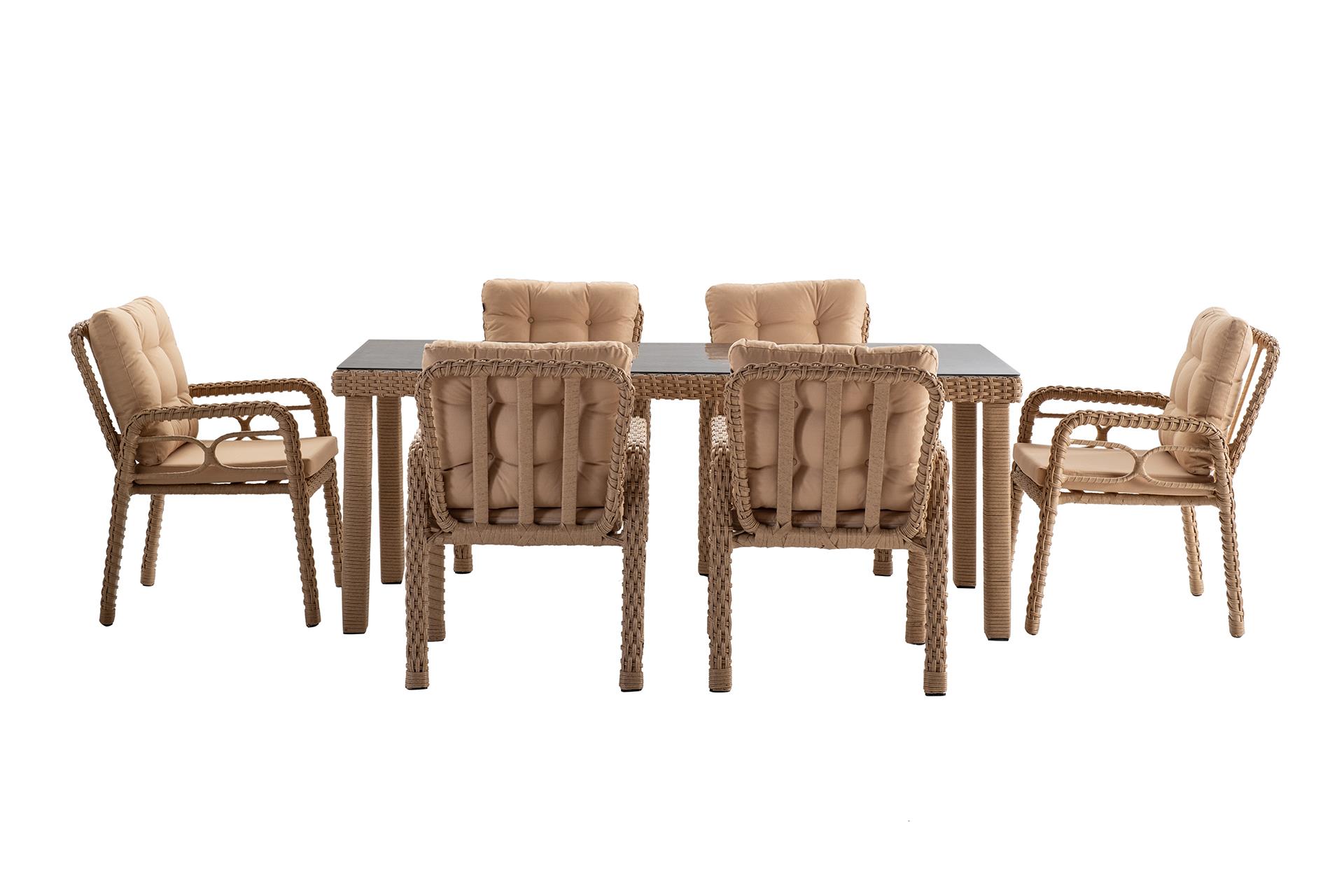 Bella Masa Takımı | Rattan Cappuccino | 6 Kişilik | Formood