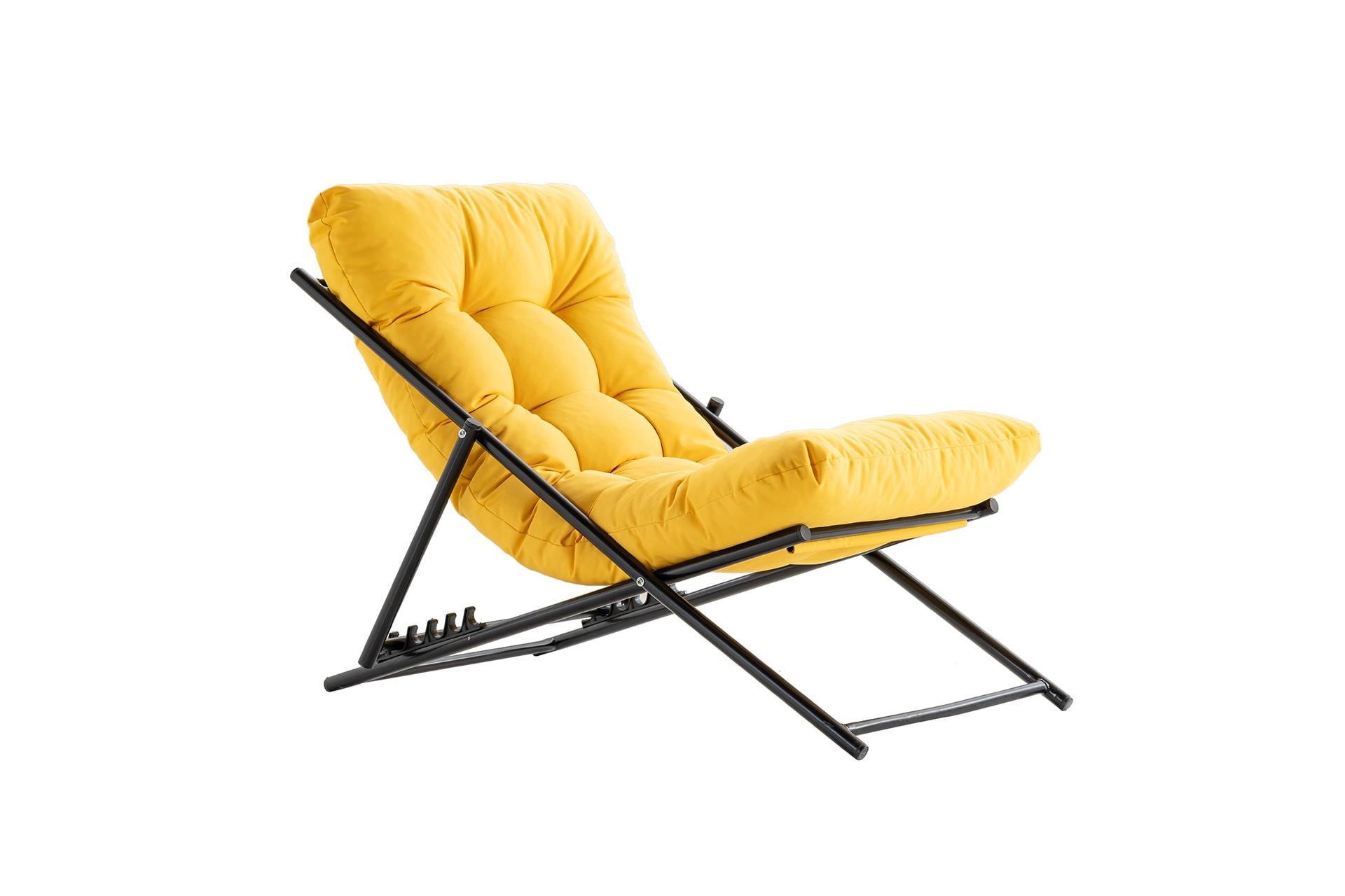 Katlanır Sandalye | Şezlong | Rahat | Bahçe Balkon Koltuğu | Sarı Formood