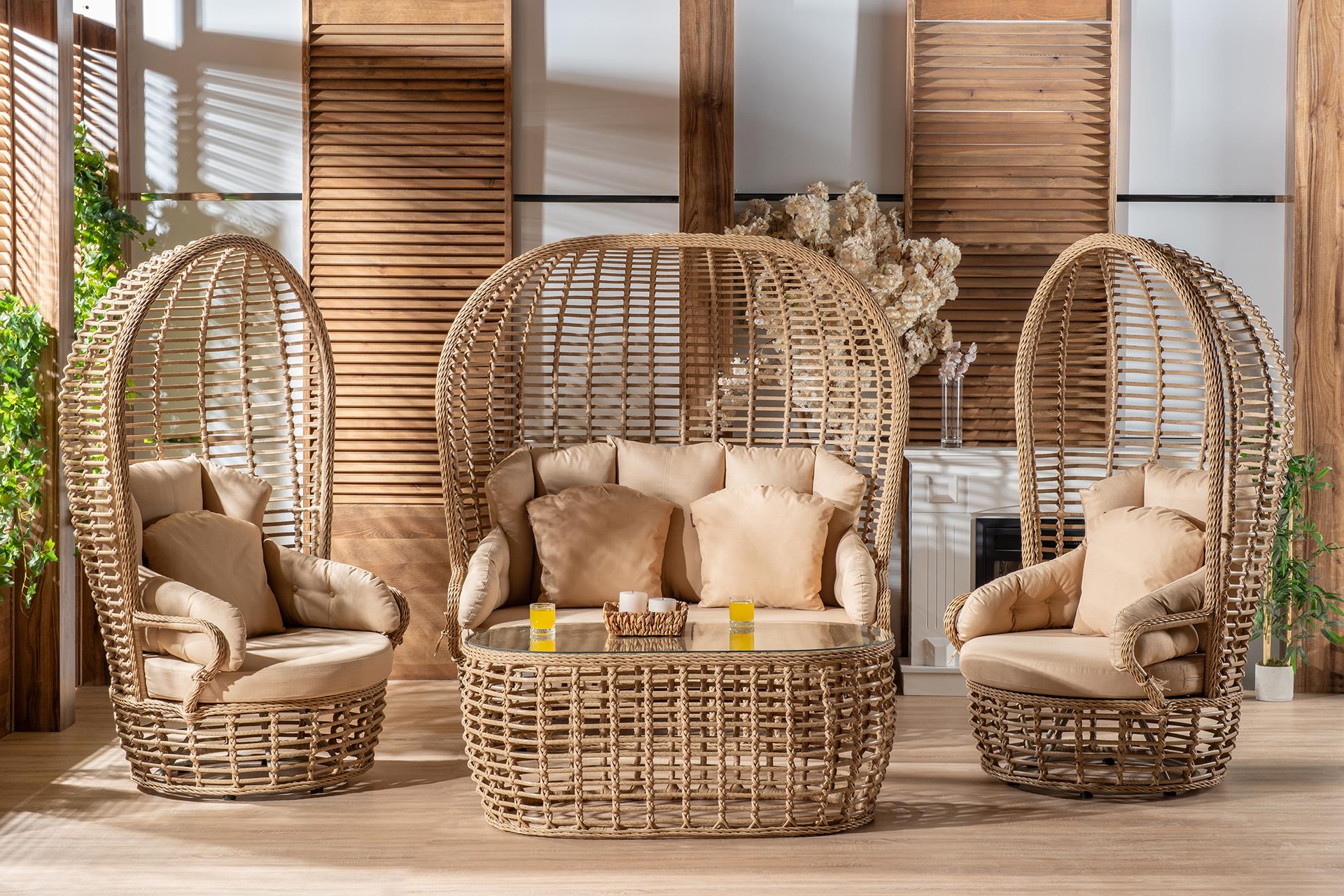 Nest Bahçe Takımı | Rattan Cappuccino | Formood