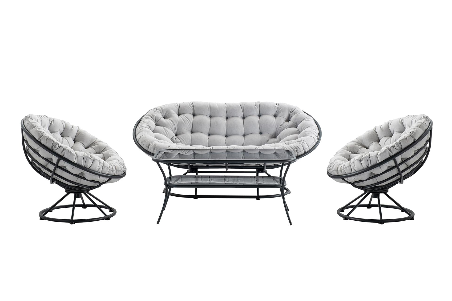 Papasan Metal Balkon Mobilyası | Döner Berjer | 2'li Takım | Formood
