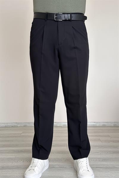 Pile Detaylı Premium Kumaş Pantlon - Siyah