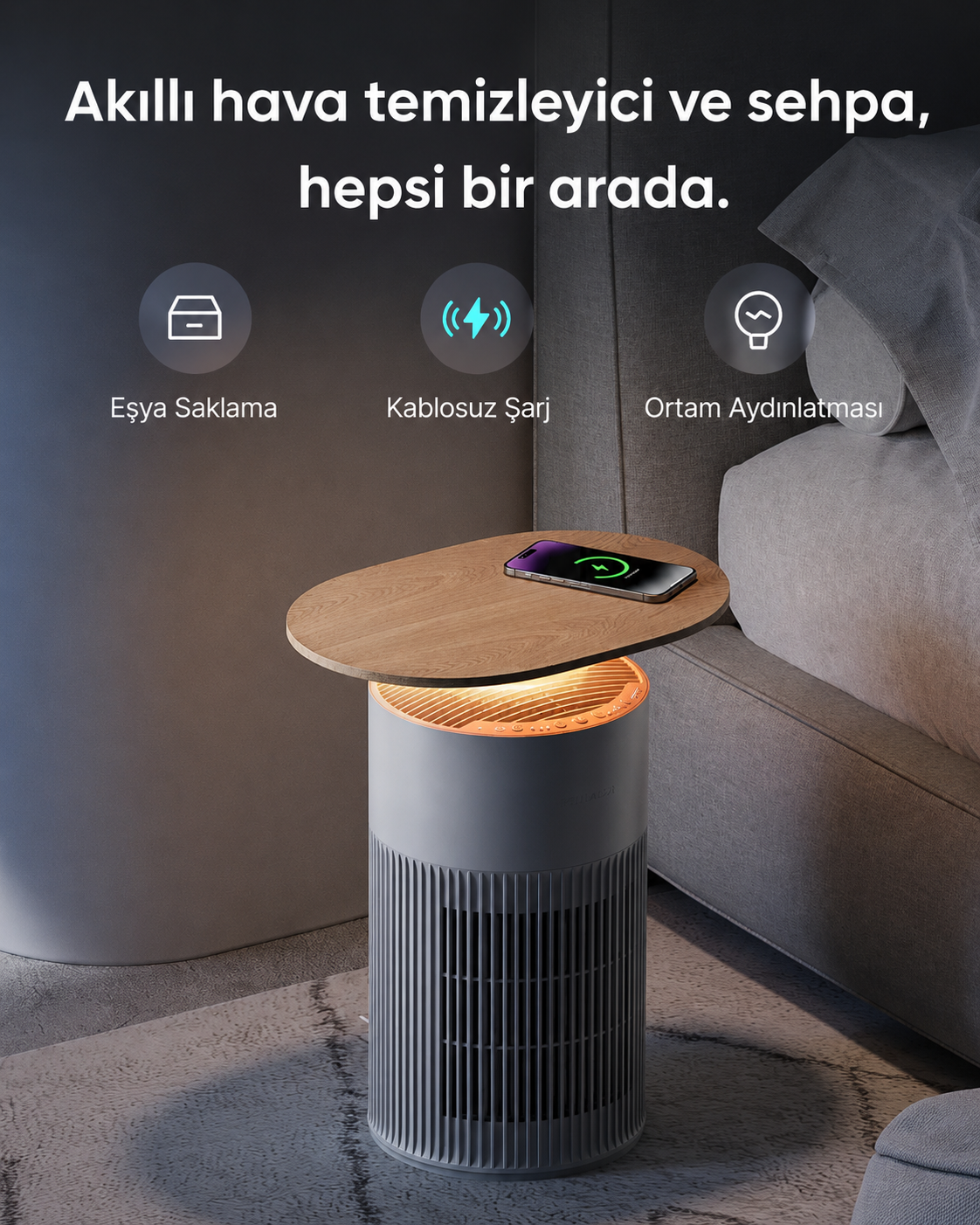 SwitchBot Air Purifier Table yaşam alanı kullanımı