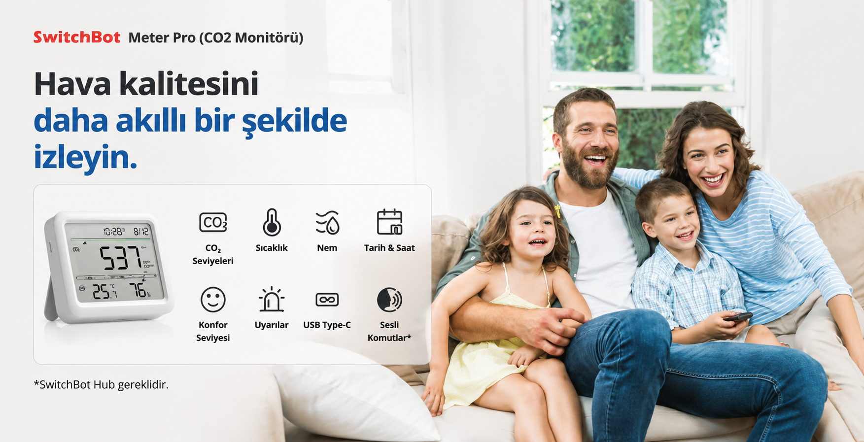 Kablosuz Ekranlı CO2 Isı ve Nem Sensörü