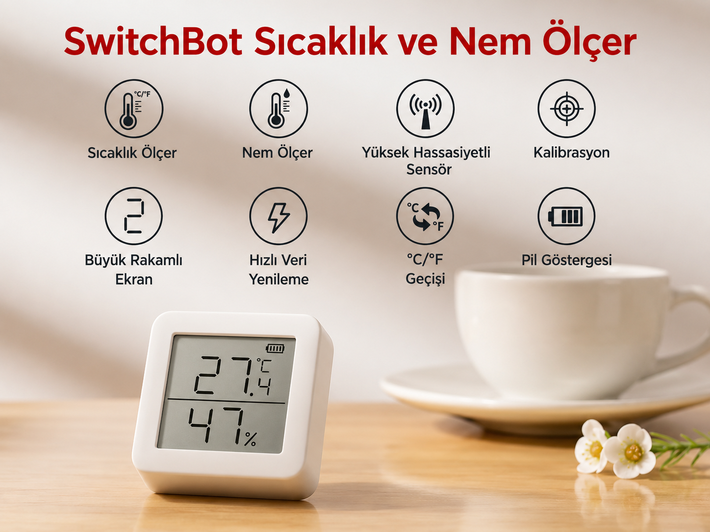 SwitchBot uygulamasından sıcaklık ve nem takibi