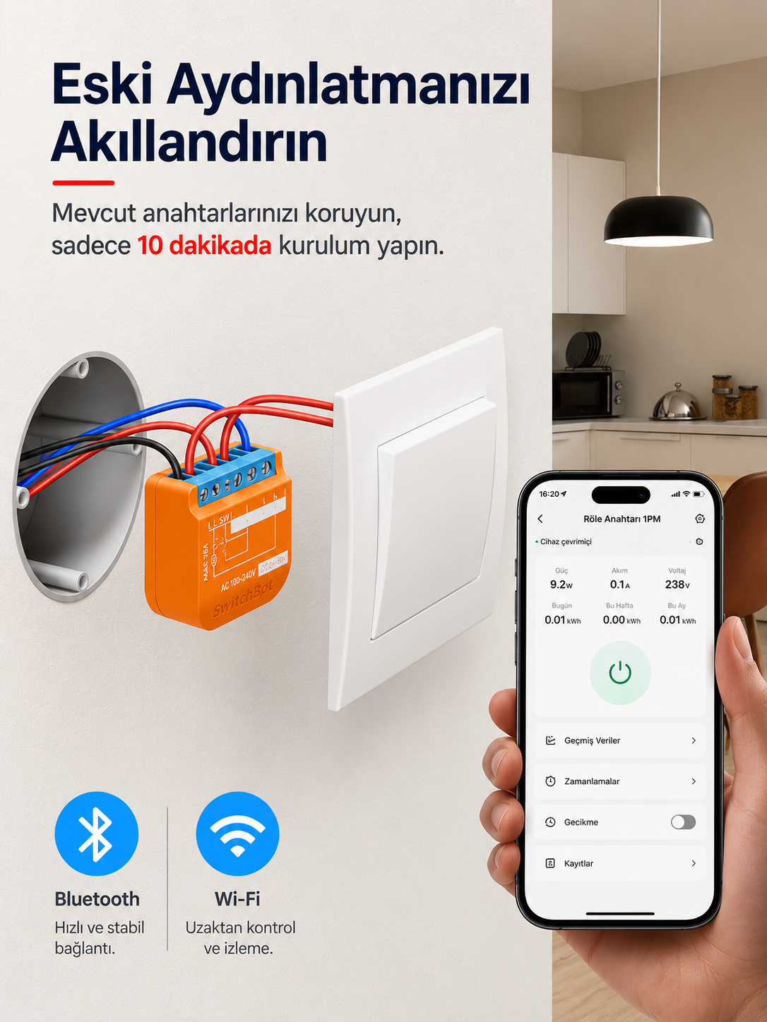 SwitchBot Relay Switch 1PM enerji tüketim geçmişi