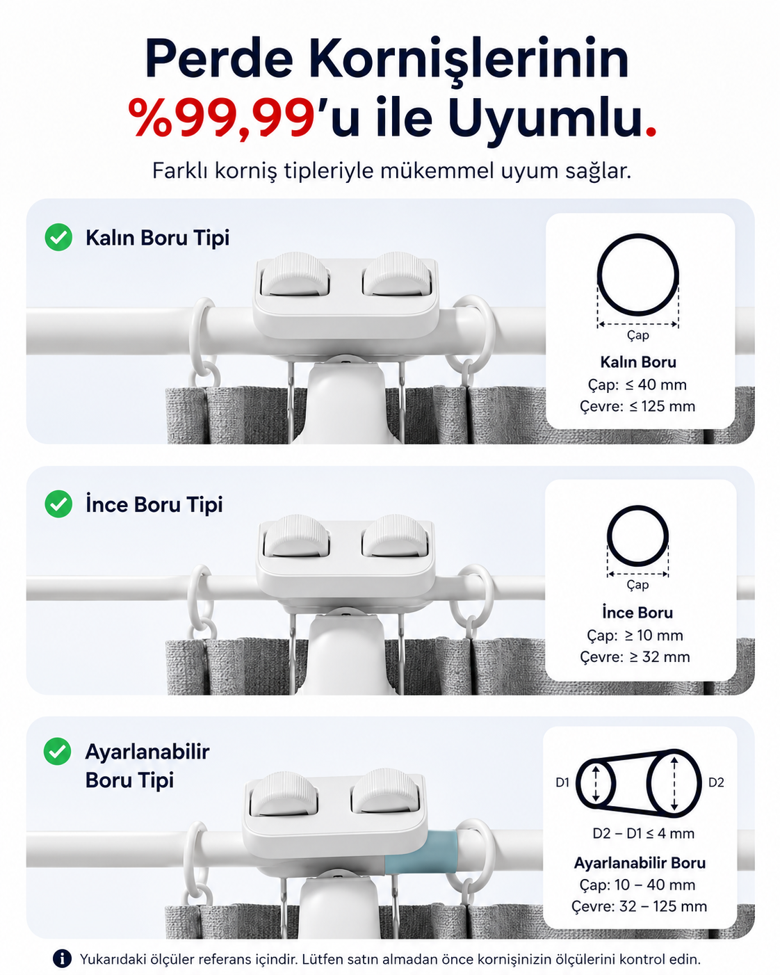Akıllı perde motoru korniş uyumluluğu