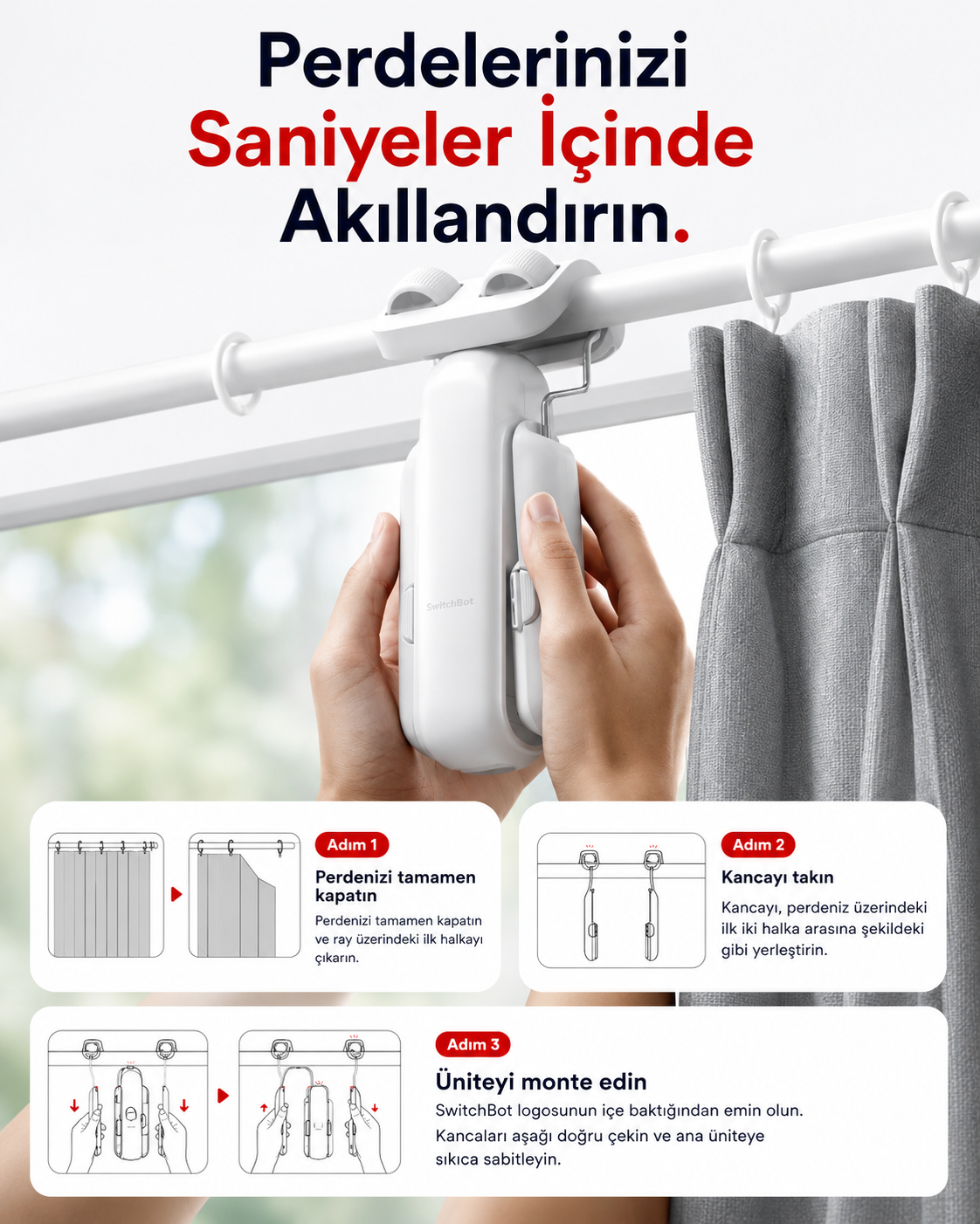 SwitchBot Curtain 3 akıllı kontrol özellikleri