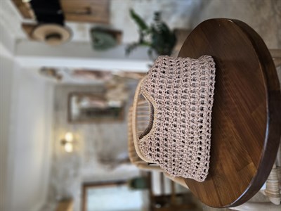 Delik Detay El Örme Clutch Çanta